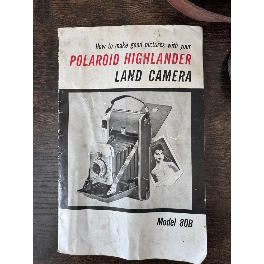 Vintage Polaroid Highlander Land Camera Model 80B With Case Manual & Accessories